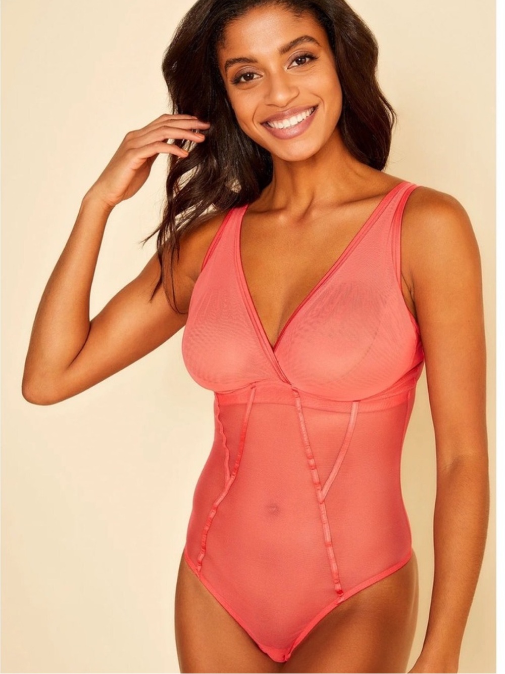 NWT Cosabella Sardegna Curvy Teddy Bodysuit Rossa Red Mesh Size L Made in Italy